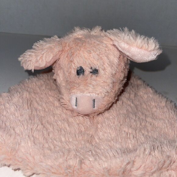 Nat & Jules Demdaco Pink Peach Plush Pig Security Baby Blanket Lovey Rattle - Picture 6 of 7